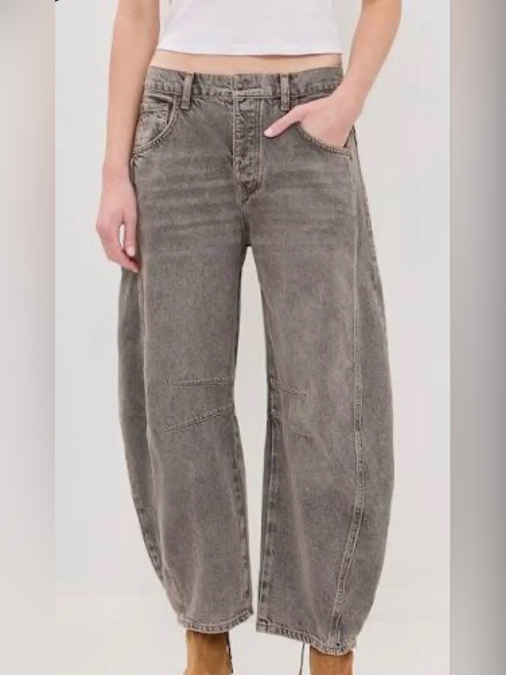 Free people good luck barrel jeans archive gray